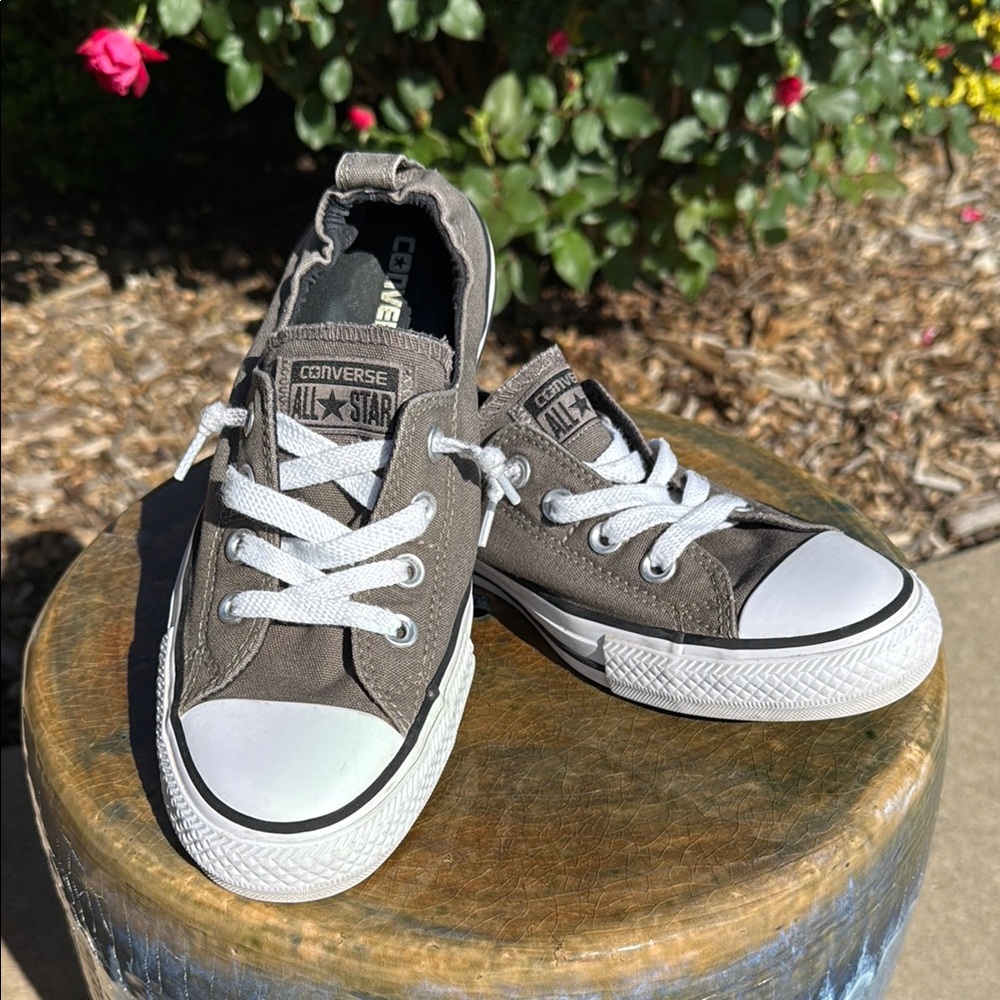 Converse Grey and White Low-Top Sneakers with Canvas Upper